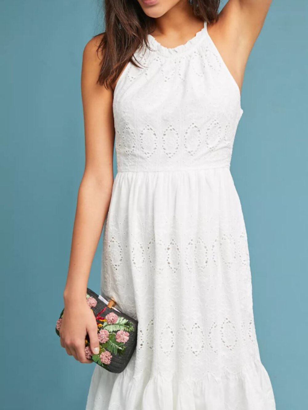 Anthropologie Maeve Tiered Eyelet Midi Dress